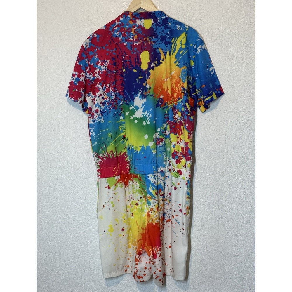 Womens XL‎ Rainbow Splatter Jumpsuit  Romper  Cotton/Spandex  Pockets Preshrunk - Picture 2 of 7